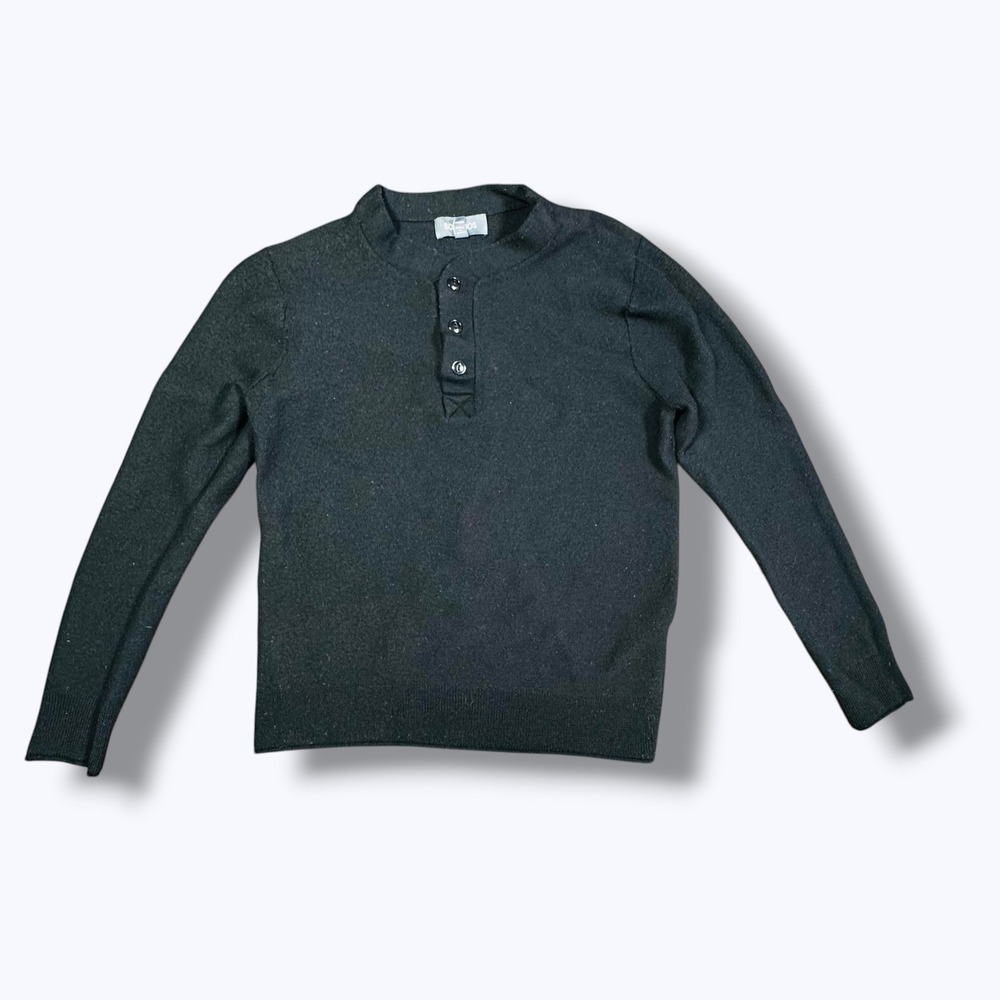 Bonobos Merino Wool Henley Sweater Black Midweight Knit Minimalist Fall Winter
